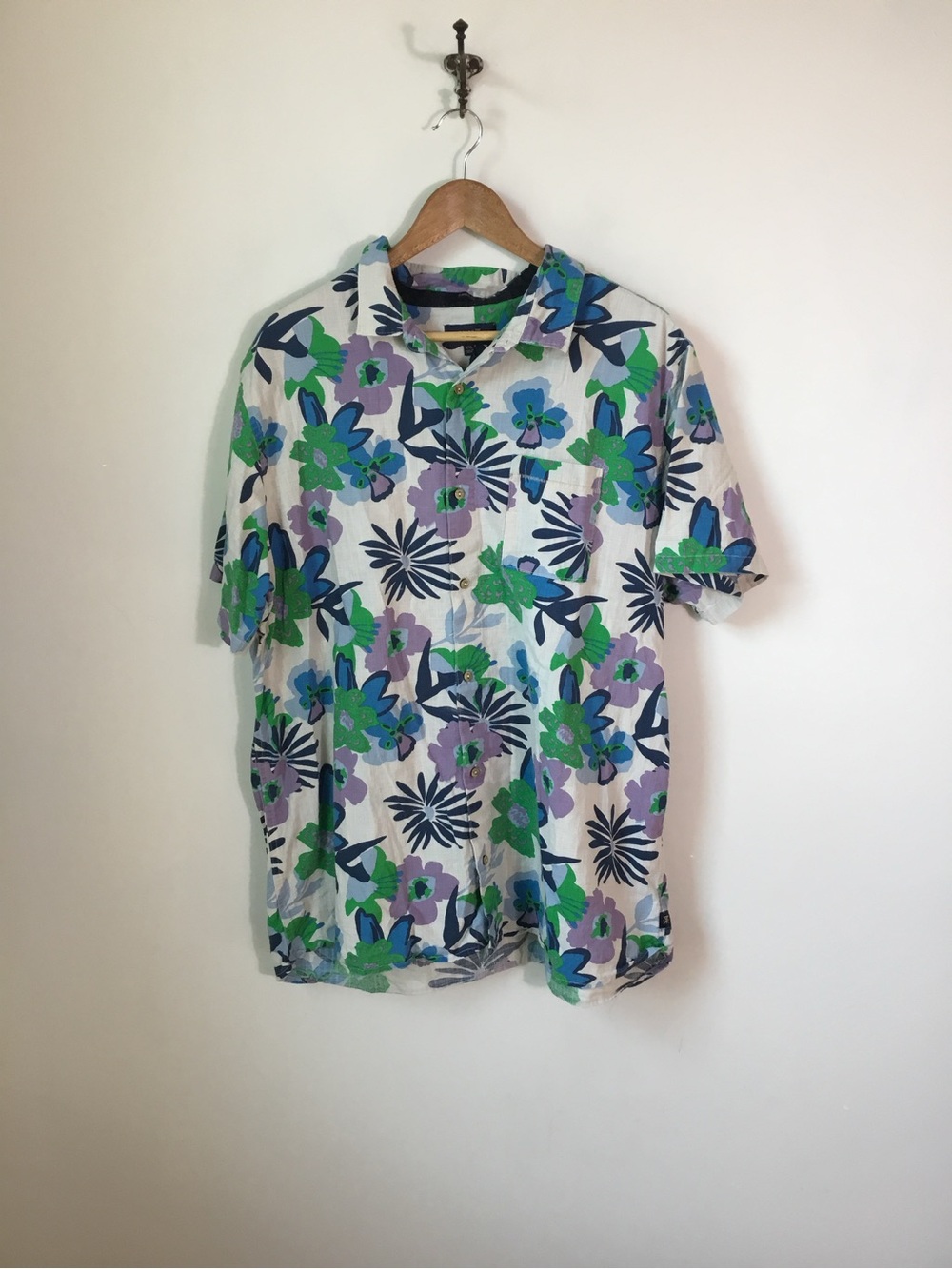 Roark Journey Short Sleeve Button Up Shirt Stone in Blue Floral